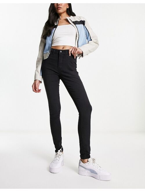 JDY high waist skinny jeans in washed black