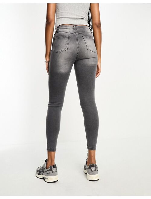 Parisian Tall skinny jeans with knee rips in gray