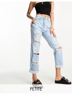 Parisian Petite light wash jeans with rips