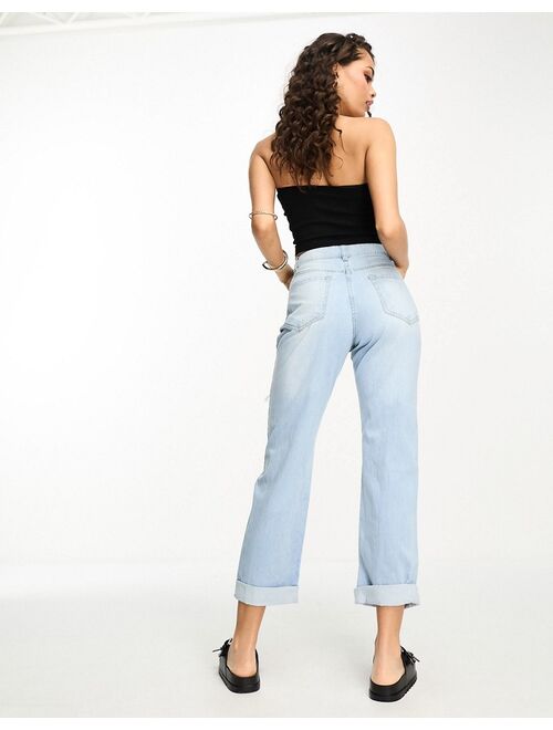 Parisian Petite light wash jeans with rips