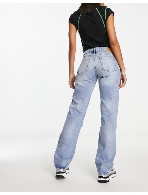 Weekday Arrow low rise straight leg jeans in blue delight