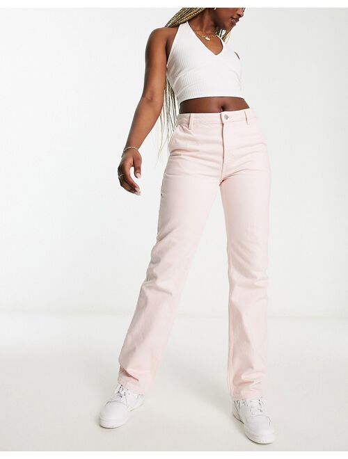 Monki workwear straight leg jeans in pink