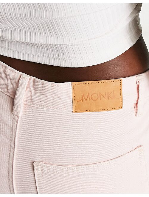 Monki workwear straight leg jeans in pink