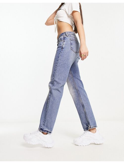 Weekday Arrow low rise straight leg jeans in seventeen blue