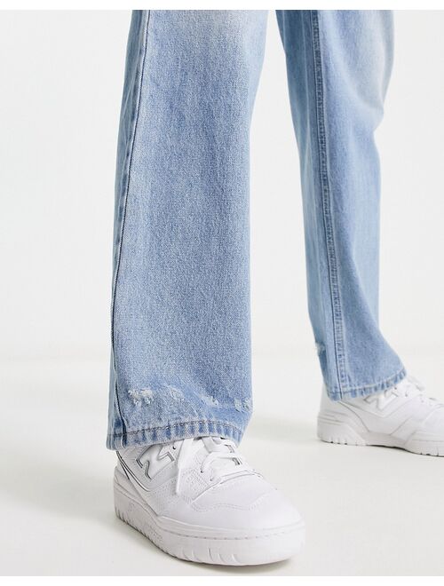 Signature 8 straight leg jeans in mid wash blue