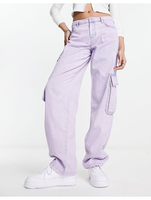 ASYOU cargo jeans in washed lilac