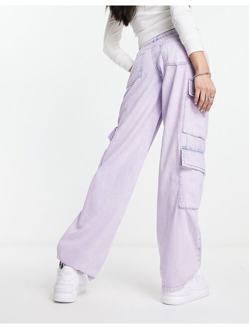 ASYOU cargo jeans in washed lilac