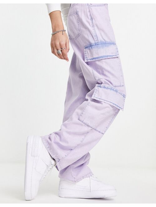 ASYOU cargo jeans in washed lilac