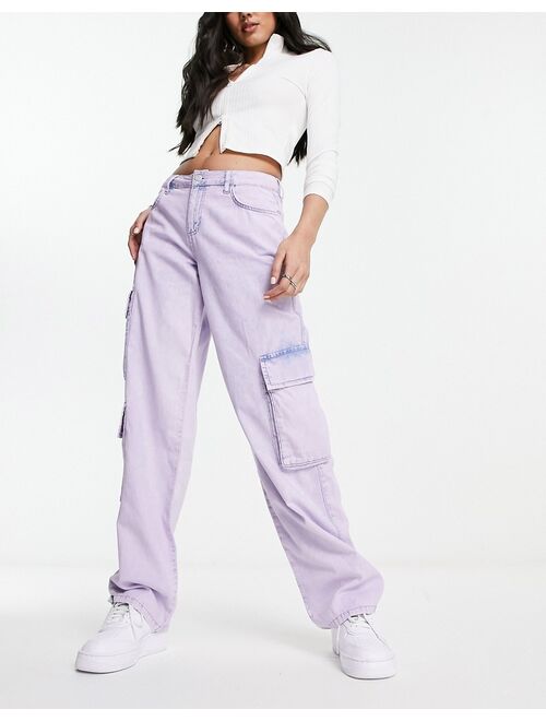 ASYOU cargo jeans in washed lilac