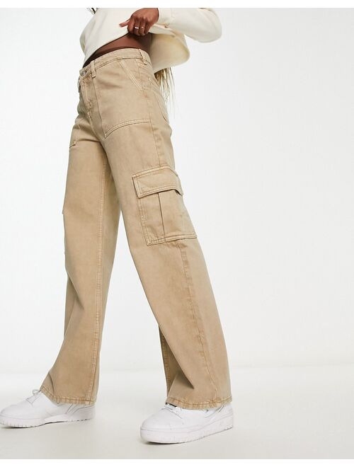 Monki cargo jeans in beige