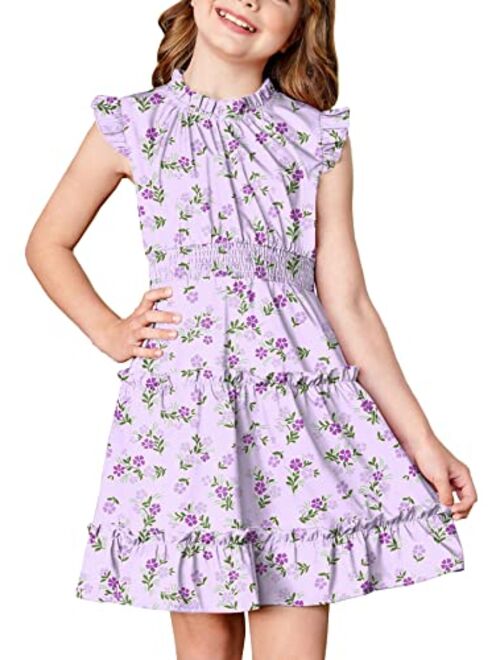 BesserBay Girls Tiered Dress Sleeveless Ruffle Summer Swing Dress 4-12 Years