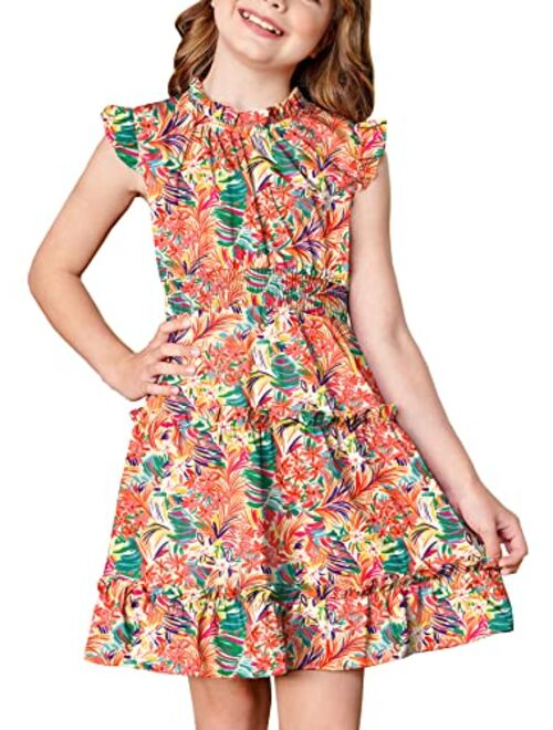 BesserBay Girls Tiered Dress Sleeveless Ruffle Summer Swing Dress 4-12 Years