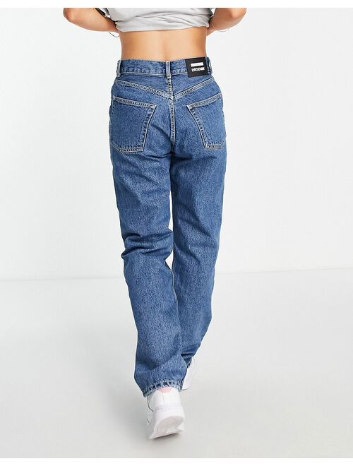 Dr Denim Beth dad jeans in dark wash blue