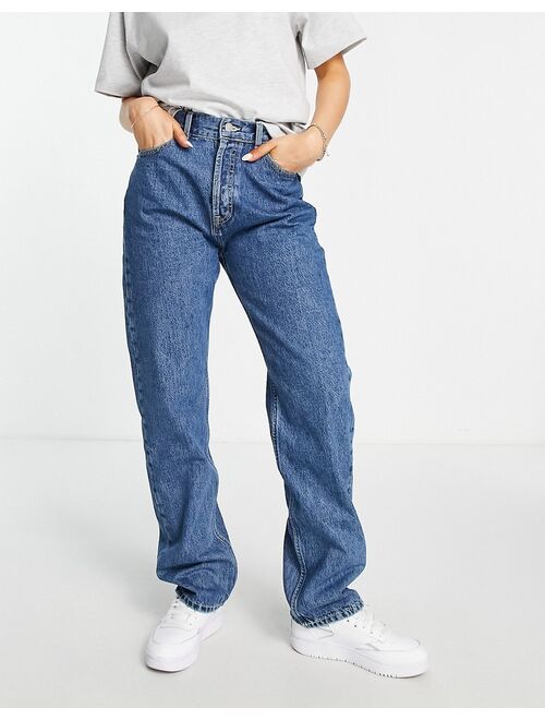 Dr Denim Beth dad jeans in dark wash blue