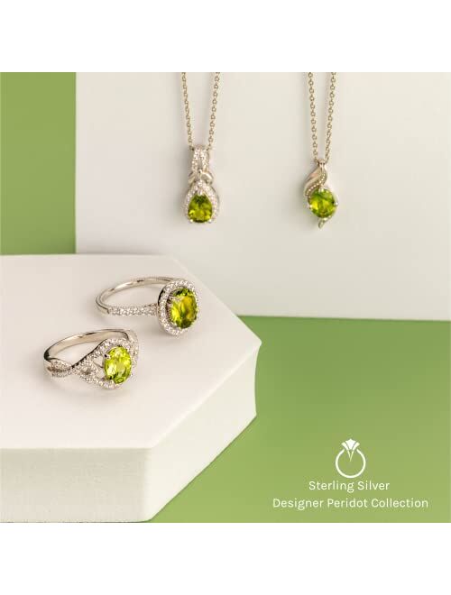 Peora Peridot Ring in Sterling Silver, Enlightened Third Eye Design, Round Shape, 6mm, 0.75 Carat total, Sizes 5 to 9