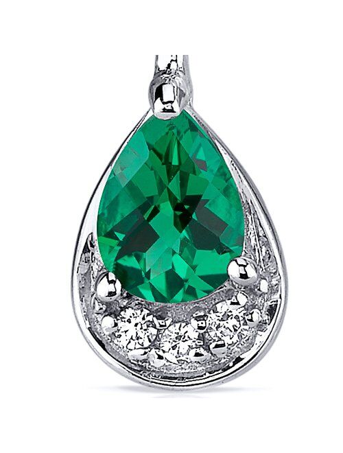 Peora 1.00 Carats Simulated Emerald Dangle Earrings in Sterling Silver