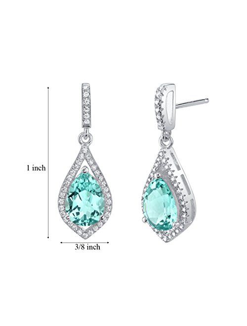 Peora Simulated Paraiba Tourmaline Teardrop Earrings for Women 925 Sterling Silver, 4.75 Carats total Pear Shape 10x7mm, Friction Backs