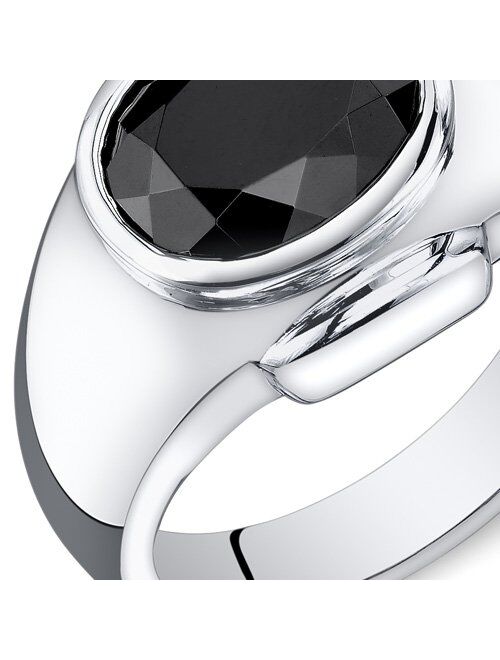 Peora Mens 6.50 Carats Black Onyx Ring Sterling Silver Sizes 8 To 13