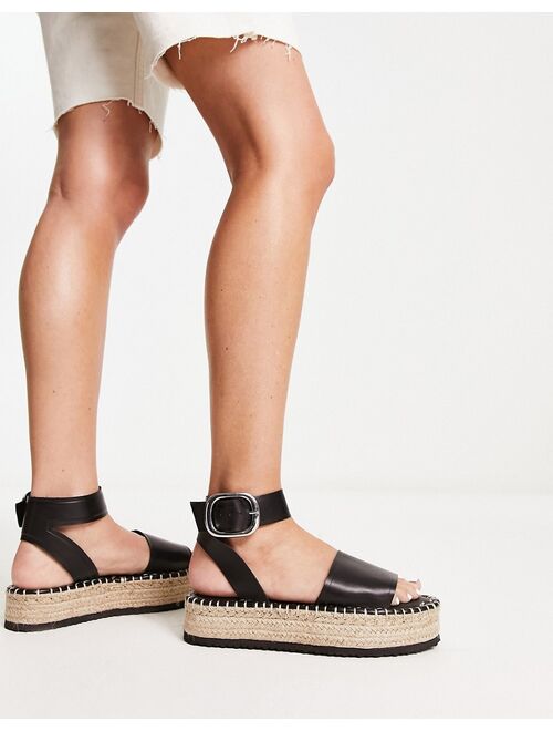 ASOS DESIGN Jinny espadrille with oval buckle in black