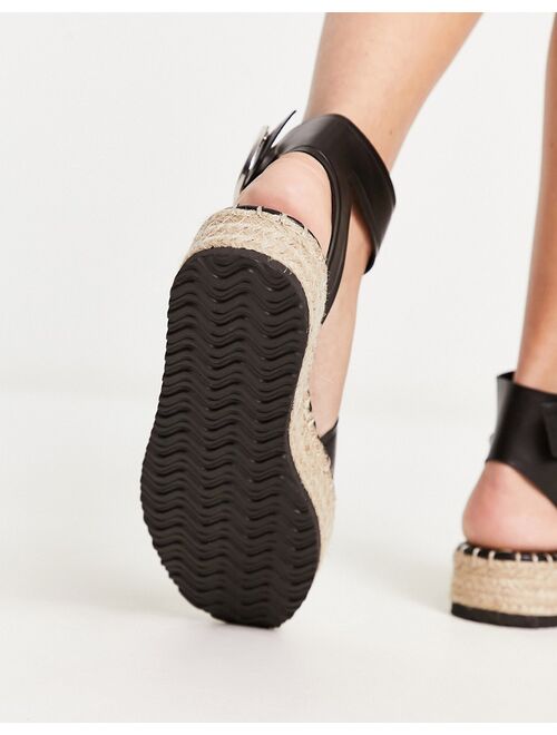 ASOS DESIGN Jinny espadrille with oval buckle in black