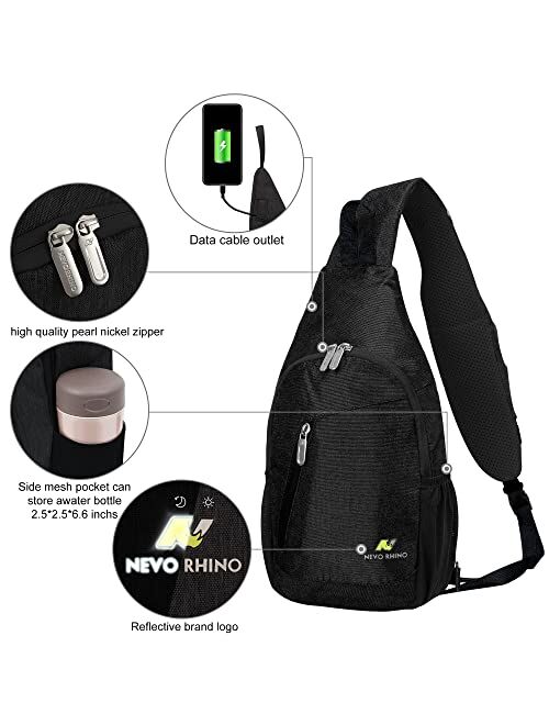 N NEVO RHINO Crossbody Bag Sling Backpack Sling Bag Travel Hiking Chest Bag Outdoor Sports Daypack