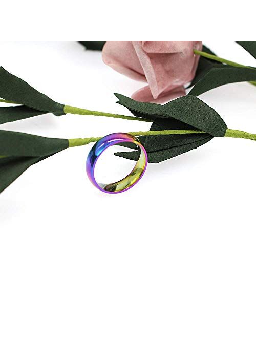 HSQYJ Rainbow Wedding Bands Stainless Steel Classic 6mm True Love Gay Lesbian Wedding Engagement Promise Band Rings Unisex Comfort Fit