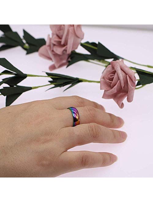 HSQYJ Rainbow Wedding Bands Stainless Steel Classic 6mm True Love Gay Lesbian Wedding Engagement Promise Band Rings Unisex Comfort Fit