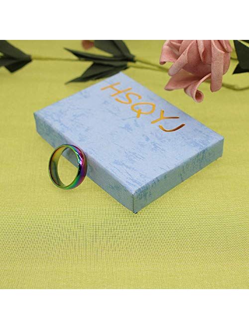 HSQYJ Rainbow Wedding Bands Stainless Steel Classic 6mm True Love Gay Lesbian Wedding Engagement Promise Band Rings Unisex Comfort Fit