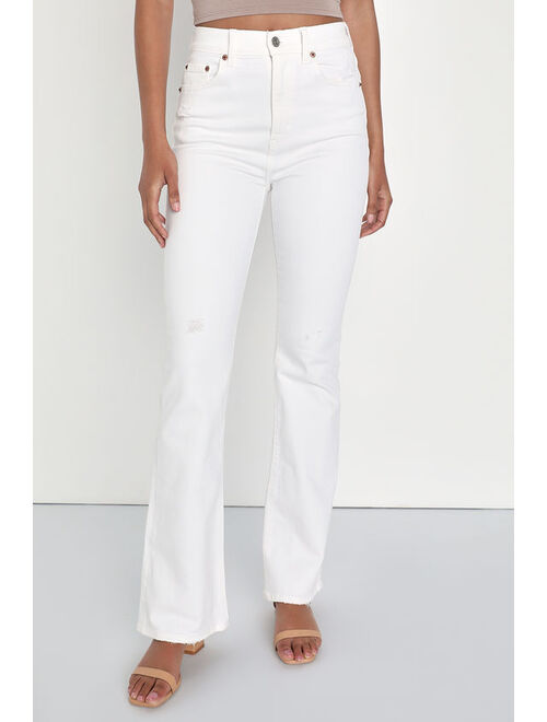 DAZE DENIM Go-Getter White High-Rise Flare Jeans