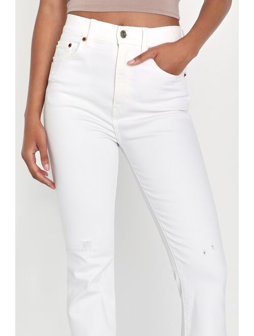 DAZE DENIM Go-Getter White High-Rise Flare Jeans