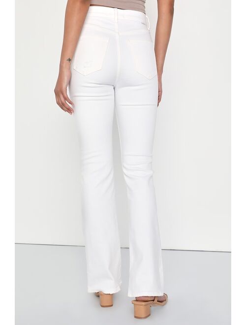 DAZE DENIM Go-Getter White High-Rise Flare Jeans