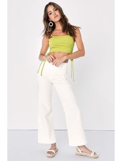Coolest Desires Off White High-Rise Wide-Leg Jeans