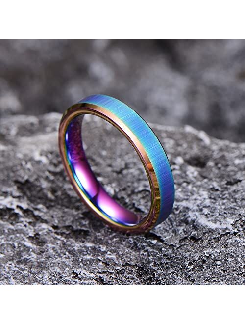 Truly Alpha TrulyAlpha Womens Thumb Ring - Tungsten Rainbow Rings | Sandblasted Rainbow Rings for Women | Stress and Anxiety Ring Tungsten Wedding Ring Rainbow | Colorful