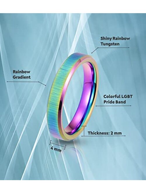 Truly Alpha TrulyAlpha Womens Thumb Ring - Tungsten Rainbow Rings | Sandblasted Rainbow Rings for Women | Stress and Anxiety Ring Tungsten Wedding Ring Rainbow | Colorful