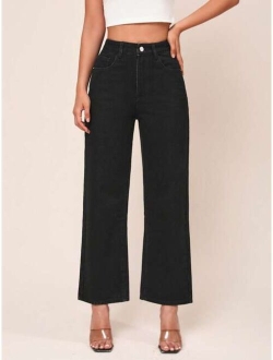 High Waist Straight Leg Jeans