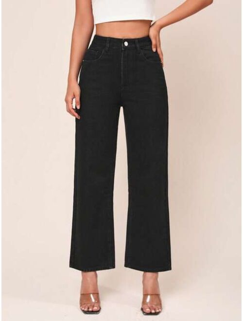 Shein High Waist Straight Leg Jeans