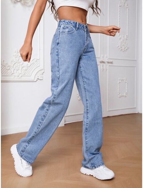 SHEIN Tall Slant Pocket Straight Leg Jeans