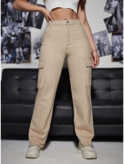 High Waist Cargo Jeans