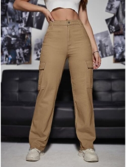 High Waist Cargo Jeans