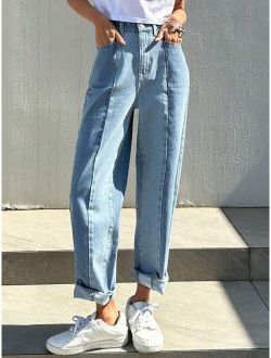 High Waist Straight Leg Jeans