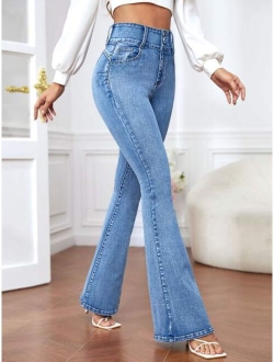 Slant Pocket Flare Leg Jeans