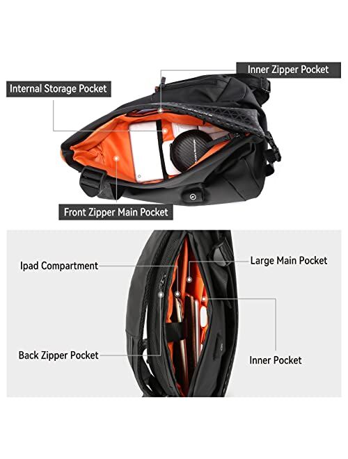 Sunmop Anti-Theft Crossbody Sling Bag for Men Women,Small Backpack One Shoulder Bag,Chest Bag Sling Backpack Water Resistant