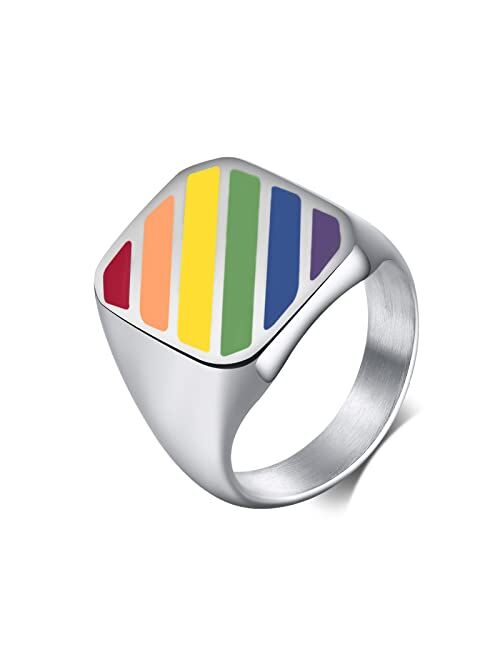 XUANPAI Personalized Custom Multi-color Stainless Steel Couples Promise Rings Band