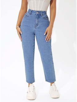 PETITE High Waist Mom Cropped Jeans