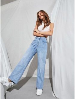 High Waist Straight Leg Jeans