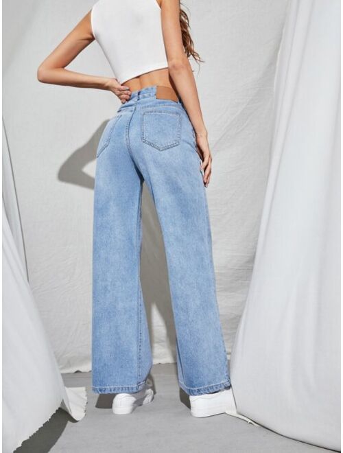 SHEIN High Waist Straight Leg Jeans