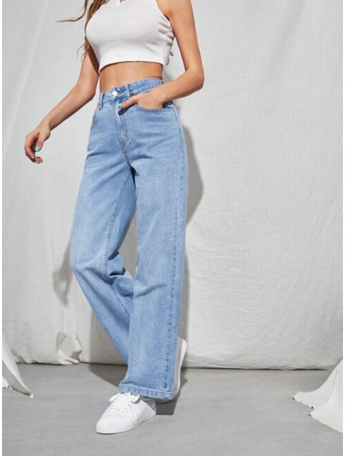 SHEIN High Waist Straight Leg Jeans