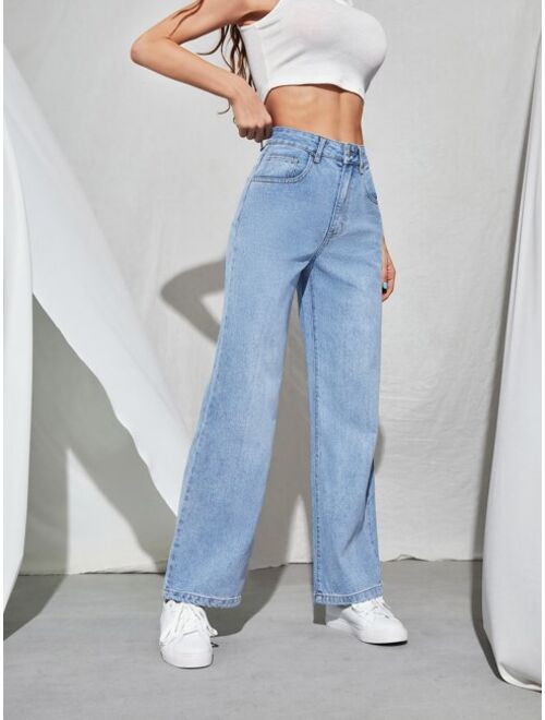 SHEIN High Waist Straight Leg Jeans