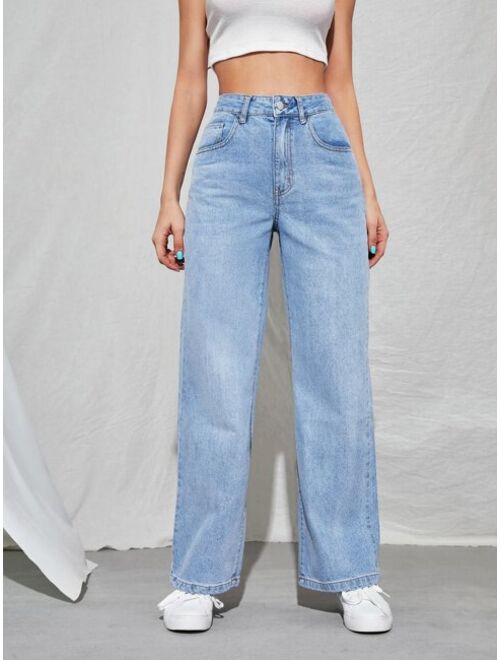 SHEIN High Waist Straight Leg Jeans