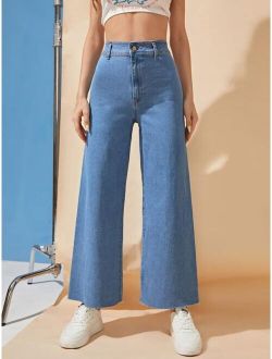 Zipper Fly Wide Leg Jeans